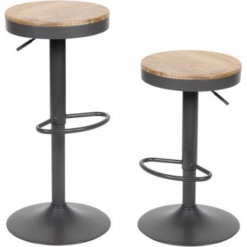 Set de 2 scaune de bar YOUNIKE, lemn/ plastic, gri inchis, 36×36×60cm