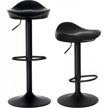 Set de 2 scaune de bar Younike, metal/plastic, negru, 38,5 x 36 x 58-80 cm