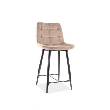 Scaun Bar H2 Chic Velvet Beige