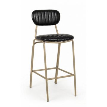 Scaun de bar Addy, Otel Imitatie de piele, Negru, 41x51x100 cm