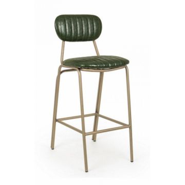 Scaun de bar Addy, Otel Imitatie de piele, Verde, 41x51x100 cm