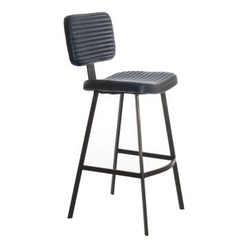 Scaun de bar albastru închis din piele 103 cm Masana – Light & Living
