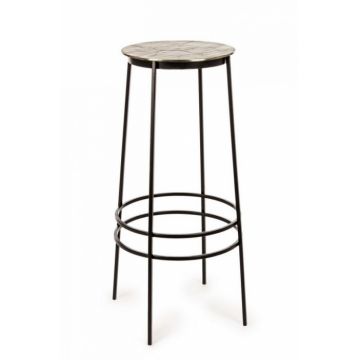 Scaun de bar Amira, Aluminiu, Auriu, x36x77 cm