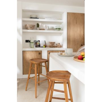 Scaun de bar Ana Teak, Lemn, Maro, 39.5x41.5x75.5 cm