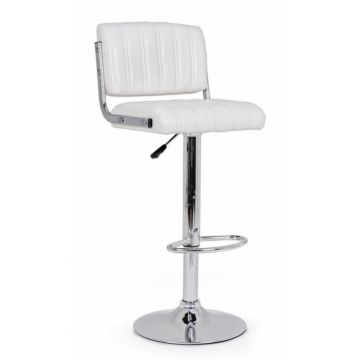 Scaun de bar Barclay, Otel Fibre sintetice, Alb Argintiu, 46x51.5x88.5 109.5 cm