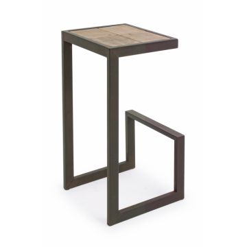 Scaun de bar Blocks, Otel Lemn, Maro, 36x32x70 cm