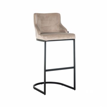Scaun de bar Bolton bej catifelat negru (rezistent la foc)