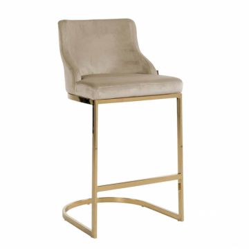 Scaun de bar Bolton catifelat bej auriu, protectie foc