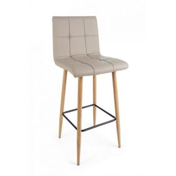 Scaun de bar Bruce, Otel Imitatie de piele, Bej, 46x40x108 cm