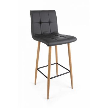 Scaun de bar Bruce, Otel Imitatie de piele, Negru, 46x40x108 cm
