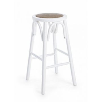 Scaun de bar CIRCLE, lemn, alb, 40x73cm