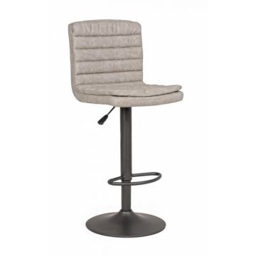 Scaun de bar Connor,reglabil, Otel Imitatie de piele, Gri deschis, 41x50x115.5 cm