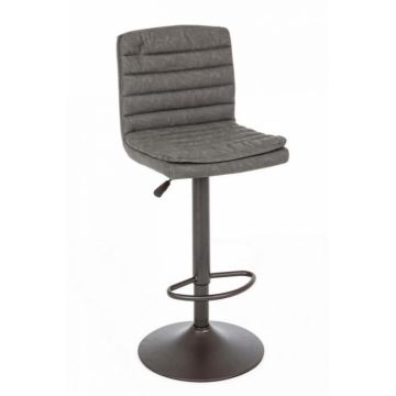 Scaun de bar Connor,reglabil, Otel Imitatie de piele, Gri inchis, 41x50x115.5 cm
