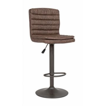 Scaun de bar Connor,reglabil, Otel Imitatie de piele, Maro, 41x50x115.5 cm