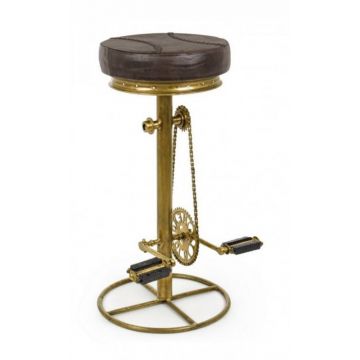 Scaun de bar Cycle, Piele, Maro, 42x80 cm