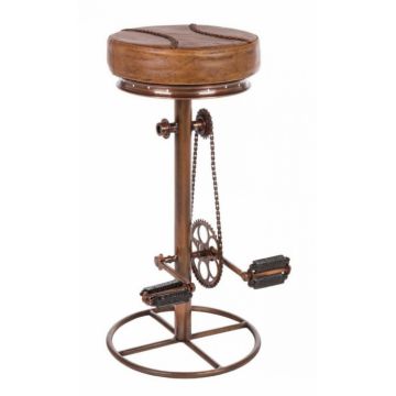 Scaun de bar Cycle, Piele, Maro, 42x80 cm
