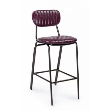 Scaun de bar Debbie, Imitatie din piele, Visiniu, 44x51x100 cm