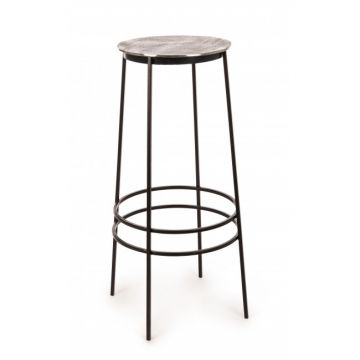 Scaun de bar din metal Amira Aluminiu / Negru, Ø36xH77 cm