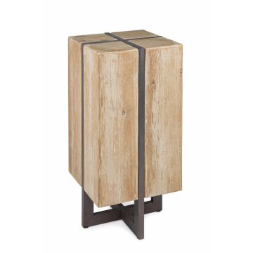 Scaun de bar Garrett, Lemn Otel, Maro, 32x32x70 cm