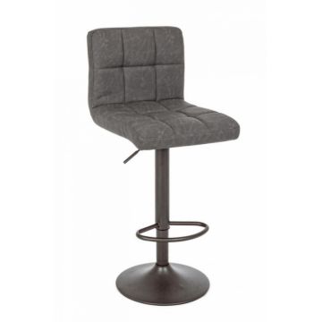 Scaun de bar Greyson Vintage, Imitatie de piele, Gri inchis, 42x51x113 cm