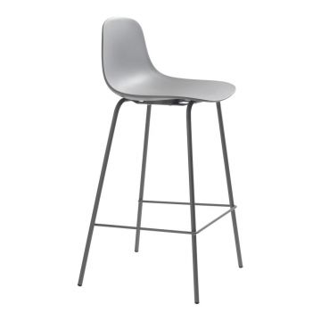 Scaun de bar gri din plastic (înălțime șezut 67,5 cm) Whitby – Unique Furniture