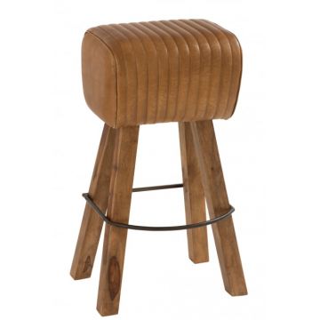Scaun de bar Gym, Lemn Imitatie piele, Maro, 38x30x72 cm