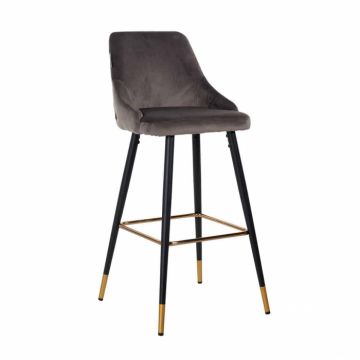 Scaun de bar Imani, Poliester Fier, gri inchis Negru, 109x50x61 cm