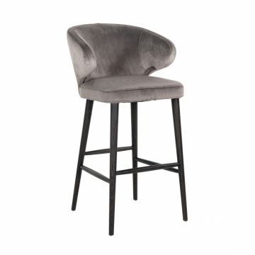 Scaun de bar Indigo gri catifelat