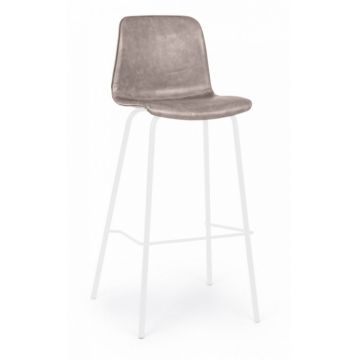 Scaun de bar KYRA, imitatie de piele, alb, 39x44x103.5cm