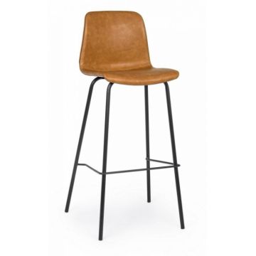 Scaun de bar KYRA, imitatie de piele, maro, 39x44x103.5cm