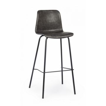 Scaun de bar KYRA, imitatie de piele, negru, 39x44x103.5cm