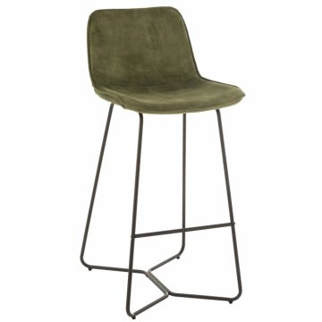Scaun de bar Laurent, Textil Metal, Verde Gri, 56.8x48x103.2 cm
