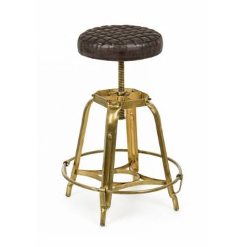 Scaun de bar Mendez, Piele, Maro, 46.5x52 7 cm