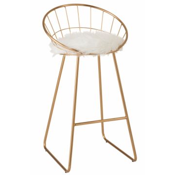 Scaun de bar, Metal, Auriu, 54x52x102 cm