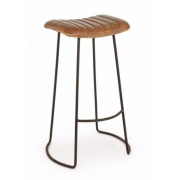 Scaun de bar NADIRA, piele, maro, 50x43x76cm