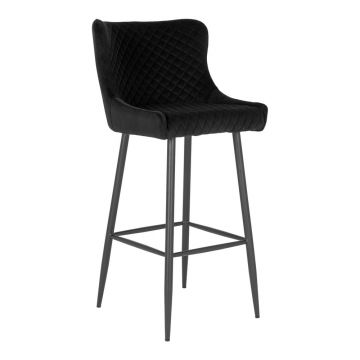 Scaun de bar negru din catifea 105 cm Dallas – House Nordic