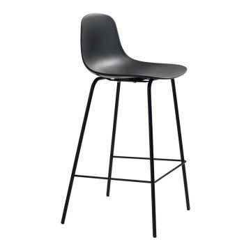 Scaun de bar negru din plastic (înălțime șezut 67,5 cm) Whitby – Unique Furniture