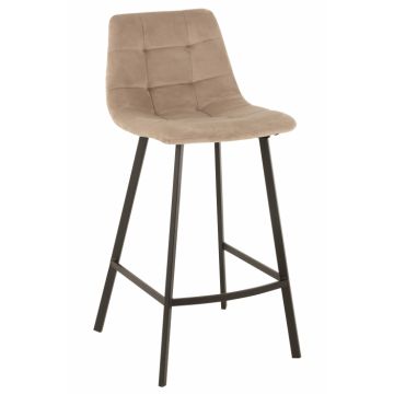 Scaun de bar Olivier, Metal Textil, Bej, 47x43x95 cm