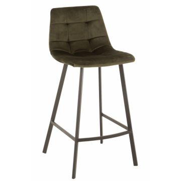 Scaun de bar Olivier, Metal Textil, Verde, 43x45x97 cm