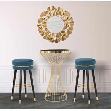 Scaun de bar Paris, Lemn Metal Poliester, Multicolor, 74x35x35 cm