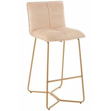 Scaun de bar Pierre, Textil Metal, Bej Auriu, 57.5x48.5x85.5 cm