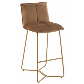 Scaun de bar Pierre, Textil Metal, Maro, 57.5x48.5x85.5 cm