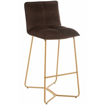 Scaun de bar Pierre, Textil Metal, Maro, 57.5x48.5x85.5 cm