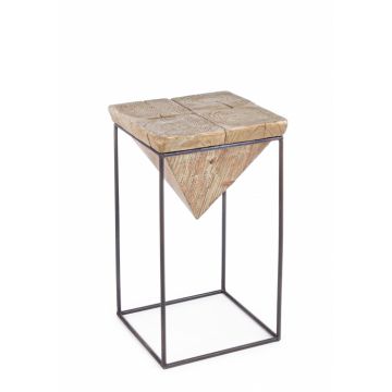 Scaun de bar Prismy, Lemn Otel, Maro, 31x31x55 cm