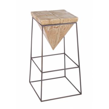 Scaun de bar Prismy, Lemn Otel, Maro, 38x38x70 cm