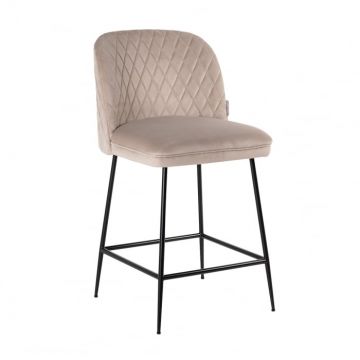 Scaun de bar Pullitzer, Lemn Spuma Panza Otel inoxidabil, Kaki Negru, 102x53x53 cm