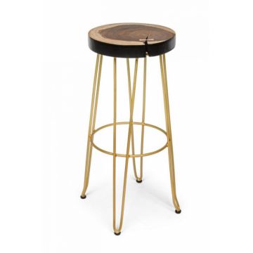 Scaun de bar RAKEL, lemn, auriu, 33x74cm