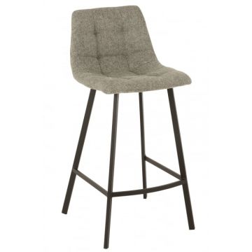 Scaun de bar Stephane, Metal Textil, Gri, 43x45x97 cm