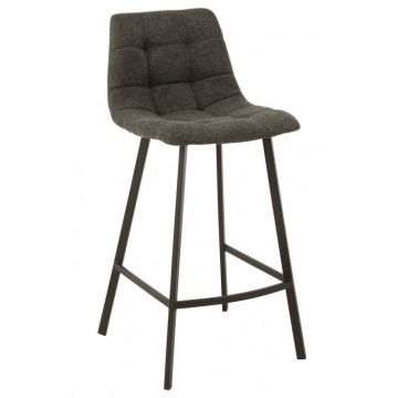 Scaun de bar Stephane, Metal Textil, Gri inchis, 47x43x95 cm