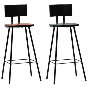 Scaune de bar, 2 buc., lemn masiv reciclat